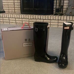 Hunter Black Tall Rain Boots